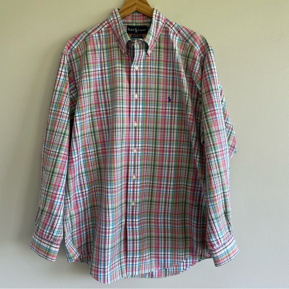 Ralph Lauren Men's Long Sleeve Classic Fit Button Down Shirt Size 16 1/2 Large